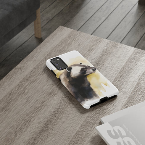 Badger on a Yellow Background - Impact Resistant Phone Case